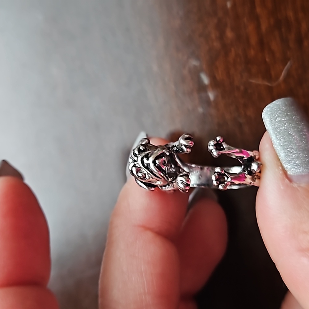 Trendy Silver with Antique Finish 3D Pug Ring Size 6 (adjustable) - Picture 5 of 5